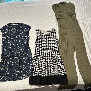 Collective Concepts Print Dress, Olive Jumpsuit, Sugar Lips Houndstooth dress